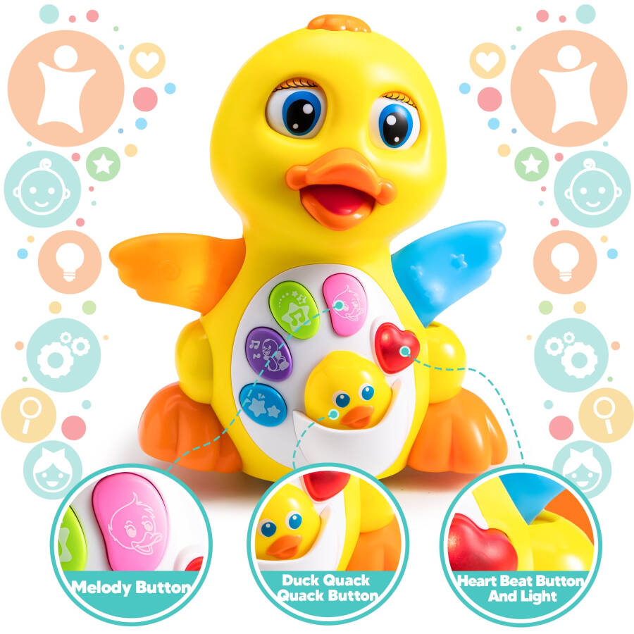 SYNCFUN Musical Toys for Toddlers 1 2 3 Year Old, Dancing Walking Duck Toy with Music and Lights, Learning Toy for Baby Kids - 10