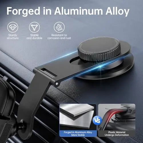SYNCWIRE Car Phone Holder for Universal Dashboard [Super Stable] Car Phone Mount Foldable Aluminum Alloy Arm for iPhone 17 16 15 14 13 12 Series & All Phones - 1