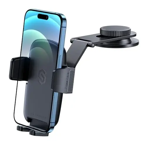 SYNCWIRE Car Phone Holder for Universal Dashboard [Super Stable] Car Phone Mount Foldable Aluminum Alloy Arm for iPhone 17 16 15 14 13 12 Series & All Phones - 4