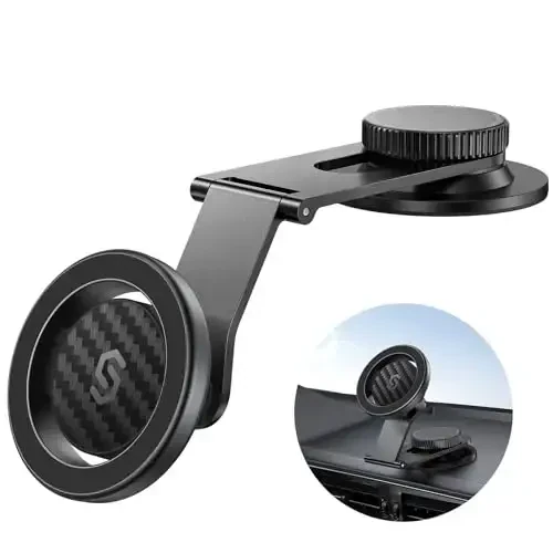SYNCWIRE Автомобильный держатель Fits MagSafe для универсальной приборной панели, экрана Tesla, магнитный держатель телефона для автомобиля, складной рычаг из алюминиевого сплава, супер стабильный автомобильный держатель для iPhone 17 Pro Max 16 15 14 13 12 и всех телефонов - 1