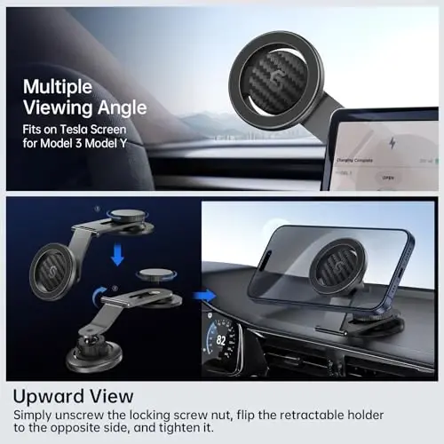 SYNCWIRE Fits MagSafe Car Mount for Universal Dashboard,Tesla Screen,Magnetic Phone Holder for Car, Foldable Aluminum Alloy Arm, Super Stable Car Mount for iPhone 17 Pro Max 16 15 14 13 12&All Phones - 4