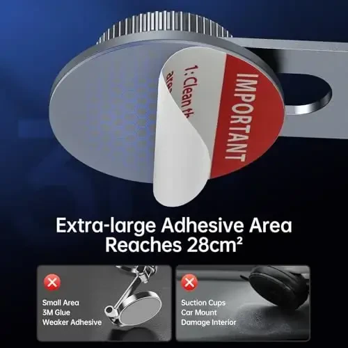 SYNCWIRE Fits MagSafe Car Mount for Universal Dashboard & Tesla Screen,Kevlar Silver Magnetic Phone Holder for Car,Super Stable Magnetic Car Phone Mount for iPhone 17 Pro Max 16 15 14 13 12&All Phones - 3