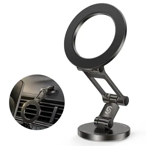 Syncwire Fits MagSafe Car Mount for Car Dash&Tesla Screen[All-Metal] Magnetic Phone Holder, [Flexible Three-axis]360° Rotation Car Mount Strong Magnets Car Phone Holder for iPhone 17 16 15 14 Pro Max - 2