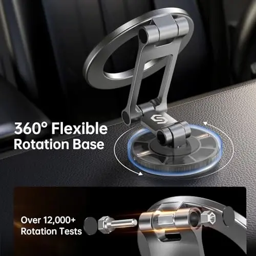 SYNCWIRE Fits MagSafe Car Mount, [All-Metal] Magnetic Phone Holder for Car, [Flexible Three-axis] 360° Rotation Magnetic Car Mount Strong Magnets Car Phone Holder for iPhone 17 16 15 14 Pro Max - 2