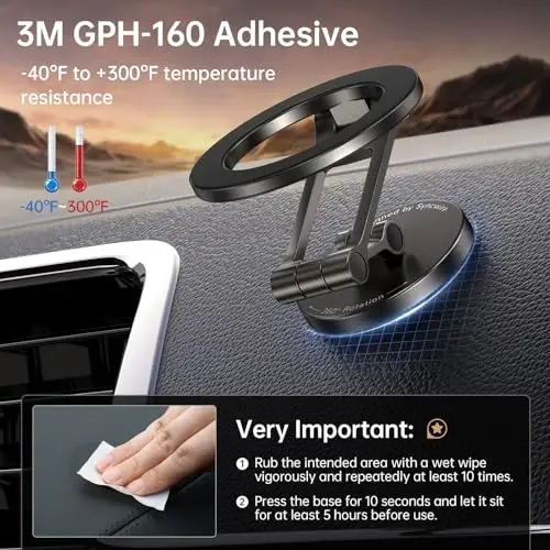 Syncwire Fits MagSafe Car Mount for Car Dash&Tesla Screen [All-Metal] Magnetic Phone Holder, [Flexible Three-axis] 360° Rotation Car Mount Strong Magnets Car Phone Holder for iPhone 15 14 13 12 Pro Max - 5