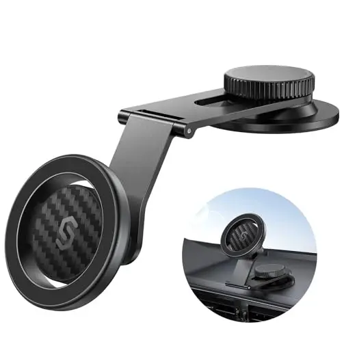 SYNCWIRE Fits MagSafe Car Mount for Universal Dashboard,Tesla Screen,Magnetic Phone Holder for Car, Foldable Aluminum Alloy Arm, Super Stable Car Mount for iPhone 17 Pro Max 16 15 14 13 12&All Phones - 1