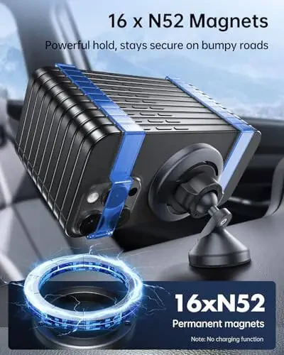 SYNCWIRE for MagSafe Car Mount - 360° Rotation Magnetic Phone Holder for Car Dashboard, Strong Magnets Car Phone Holder Mount Compatible iPhone 15 Pro Max 14 13 12, Samsung - MagSafe Car Accessories - 2