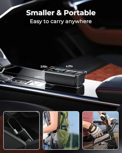 Syncwire Lastik Şişirici Taşınabilir Hava Pompası - 150 PSI 2 Kat Daha Hızlı Şişirme Akıllı Hava Pompası Araba Lastikleri İçin [Ekstra Büyük LCD] Dijital Basınç Ölçer ile, Araba, Motosiklet, Bisiklet ve Toplar İçin Otomatik Kapanma - 5