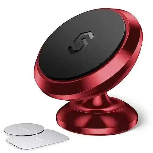 SYNCWIRE Magnetic Phone Car Mount, Car Phone Holder for Dashboard, Cell Phone Car Kits, 360° Adjustable Magnet Cell Phone Mount Compatible with iPhone, Samsung, LG, GPS, Mini Tablet - Red - 1