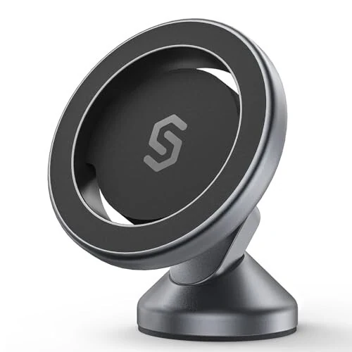 SYNCWIRE for MagSafe Car Mount - 360 Rotation Magnetic Phone Holder for Car Dashboard, Strong Magnets Car Phone Holder Mount Compatible iPhone 16 Pro Max 15 14 13 12,Samsung - MagSafe Car Accessories - SYNCWIRE
