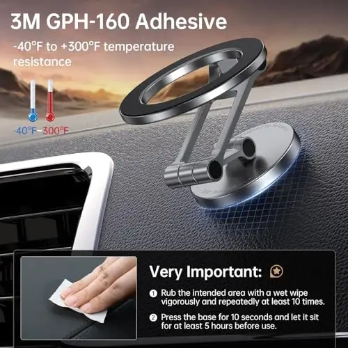 SYNCWIRE Fits MagSafe Car Mount, [All-Metal] Magnetic Phone Holder for Car, [Flexible Three-axis] 360° Rotation Magnetic Car Mount Strong Magnets Car Phone Holder for iPhone 17 16 15 14 Pro Max - 4