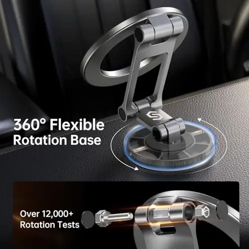 SYNCWIRE Fits MagSafe Car Mount, [All-Metal] Magnetic Phone Holder for Car, [Flexible Three-axis] 360° Rotation Magnetic Car Mount Strong Magnets Car Phone Holder for iPhone 17 16 15 14 Pro Max - SYNCWIRE (1)