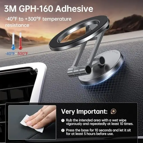 SYNCWIRE Fits MagSafe Car Mount, [All-Metal] Magnetic Phone Holder for Car, [Flexible Three-axis] 360° Rotation Magnetic Car Mount Strong Magnets Car Phone Holder for iPhone 17 16 15 14 Pro Max - 4