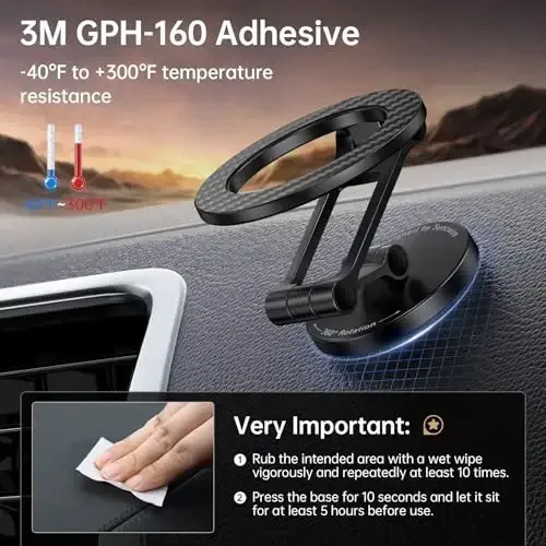 SYNCWIRE Fits MagSafe Car Mount, Magnetic Phone Holder for Car Dashboard, [Flexible Three-axis] 360° Rotation Magnetic Car Mount Strong Magnets Car Phone Holder for iPhone 17 16 15 14 Pro Max - 6