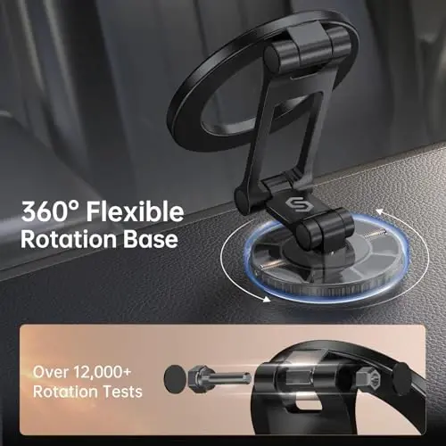 SYNCWIRE Fits MagSafe Car Mount, Magnetic Phone Holder for Car Dashboard, [Flexible Three-axis] 360° Rotation Magnetic Car Mount Strong Magnets Car Phone Holder for iPhone 17 16 15 14 Pro Max - 4