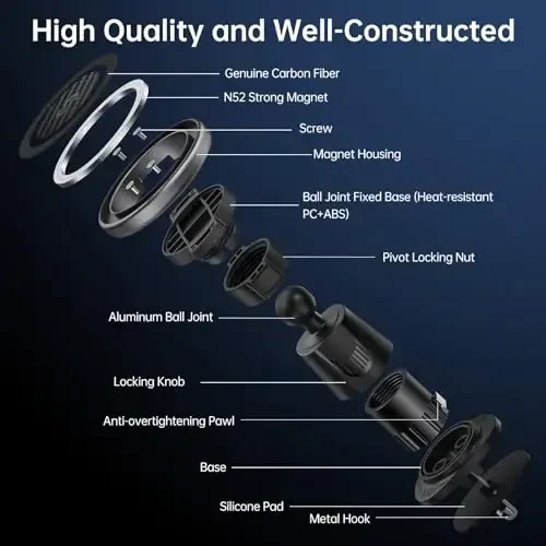 SYNCWIRE MagSafe uchun avtomobil ushlagichi, avtomobil shamollatgichi uchun moslashuvchan aylanuvchi magnit telefon ushlagichi, qo'lsiz avtomobil havo shamollatgichi telefon ushlagichi iPhone 17 16 15 14 13 12 Pro Max Plus bilan universal mos keladi - SYNCWIRE (1)