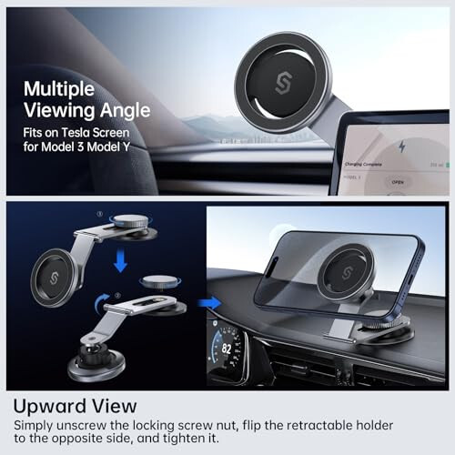 SYNCWIRE Fits MagSafe Car Mount for Universal Dashboard, Tesla Screen, Magnetic Phone Holder for Car, Foldable Aluminum Alloy Arm, Super Stable Car Mount for iPhone 16 Pro Max 15 14 13 12&All Phones - 3