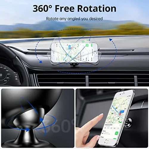 Syncwire Manyetik Araba Telefon Tutucu, Gösterge Paneli İçin, Cep Telefonu Araba Kiti, 360° Ayarlanabilir Manyetik Telefon Tutucu, iPhone, Samsung, LG, GPS, Mini Tablet ve Daha Fazlasıyla Uyumlu - 4