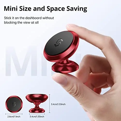 SYNCWIRE Manyetik Telefon Araç Tutucu, Torpido için Araç Telefon Tutucu, Cep Telefonu Araç Kitleri, 360° Ayarlanabilir Mıknatıslı Cep Telefonu Tutucu iPhone, Samsung, LG, GPS, Mini Tablet ile Uyumlu - Kırmızı - 4