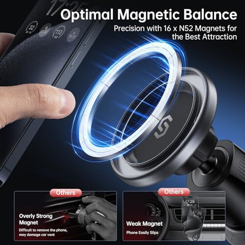SYNCWIRE for MagSafe Car Mount, Flexible Rotation Magnetic Phone Holder for Car Vent, Hands Free Car Air Vent Phone Holder Clip Universal Compatible with iPhone 16 Pro Max 15 14 13 12 MagSafe Case - 4