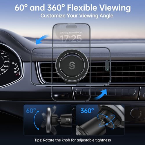 SYNCWIRE for MagSafe Car Mount, Flexible Rotation Magnetic Phone Holder for Car Vent, Hands Free Car Air Vent Phone Holder Clip Universal Compatible with iPhone 16 Pro Max 15 14 13 12 MagSafe Case - 3