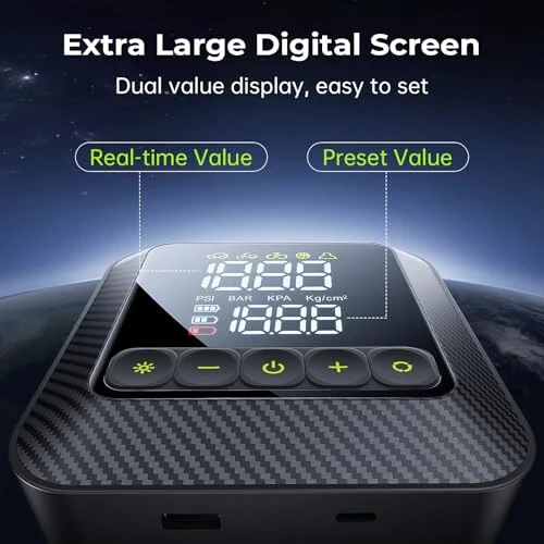 Syncwire Портативный Воздушный Компрессор 150PSI для Автомобильных Шин [В 3 Раза Быстрее] Электрический Насос с Большим ЖК-дисплеем [Бесплатные Колпачки для Вентилей], Автоотключение - 3