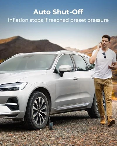 Syncwire Tire Inflator Portable Air Compressor - 150PSI 2X Faster Inflation Smart Air Pump for Car Tires [Extra-Large LCD] with Digital Pressure Gauge, Auto Shut-Off for Car, Motorcycle, Bike & Balls - 4