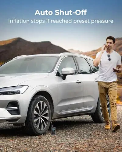 Syncwire Tire Inflator Portable Air Compressor - 150PSI 2X Faster Inflation Smart Air Pump for Car Tires [Extra-Large LCD] with Digital Pressure Gauge, Auto Shut-Off for Car, Motorcycle, Bike & Balls - 4