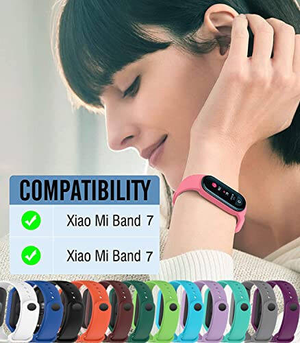 SZBAMI Mi Band 7 Bandlarini Almashtirish, Xiaomi Mi Band 7 Smartwatch Aksessuarlari bilan Mos keladigan Ayollar Erkaklar uchun Rangli Silikon Bilezik, Xiaomi 7 Bilezik - 4