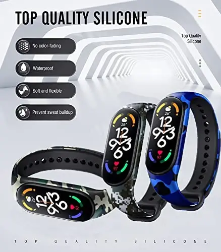 SZBAMI Bands Replacement for Mi Band 7 Strap Wristbands Compatible with Xiaomi Mi Band 7 Smartwatch Accessories Colorful Bracelet for Women Men Silicone Smart Watch Xiaomi 7 Wrist Band - 2