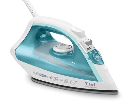 T-fal, Ütü, Ecomaster Buharlı Ütü, Seramik Taban, Çevre Dostu Buhar Tetiğiyle, 1400 Watt, Damlama Önleyici, Ütüleme, Programlanabilir Buhar, Mavi Giyim Ütüsü, FV1742U0 - 1