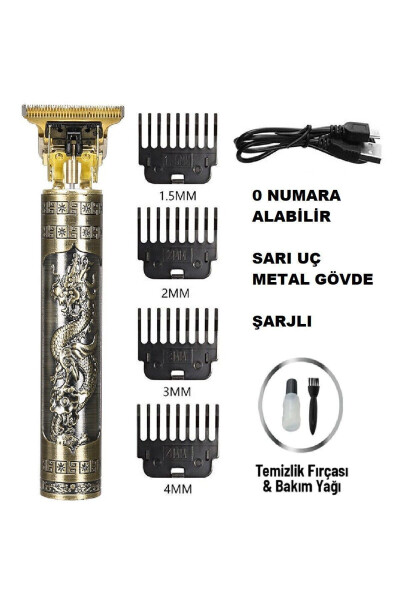 T Razor Electric Hair and Beard Trimmer with Gold Dragon Design and Zero Trim Option - 21