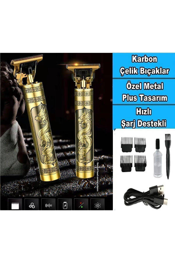 T Razor Electric Hair and Beard Trimmer with Gold Dragon Design and Zero Trim Option - 12