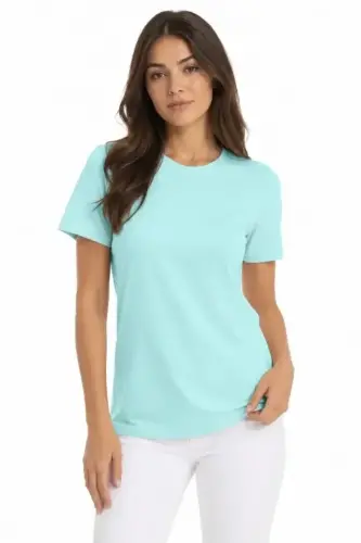 T-Shirt Bisiklet Yaka Slim Fit Likralı Tişört Günlük Basic Body - Turkuaz - BÜYÜKBEDENIZ (1)
