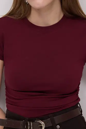 T-shirt с кулиской по бокам B3939-j5-Bordo - ADDAX (1)