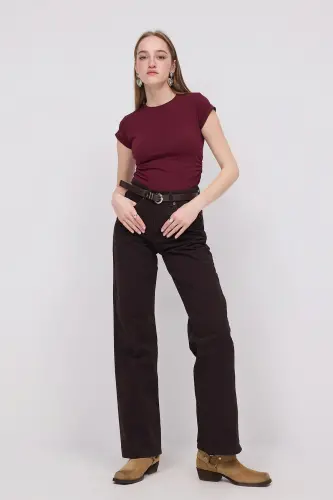 T-shirt с кулиской по бокам B3939-j5-Bordo - 6