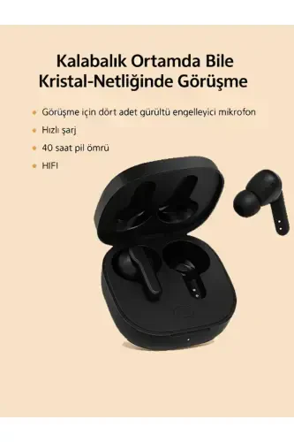 T13 Anc 4 Mikrofon Bluetooth 5.3 Kablosuz Kulaklık Siyah Aktif Gürültü Engelleyici-SİYAH - 4
