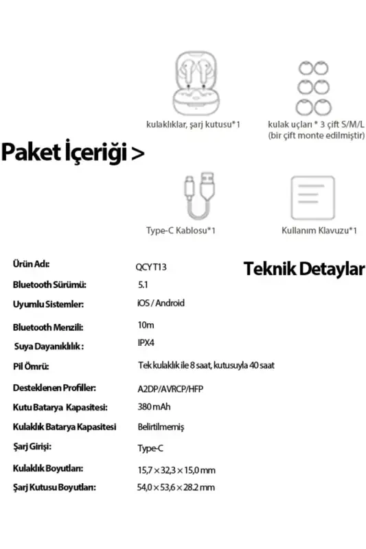 T13 Anc 4 Mikrofon Bluetooth 5.3 Kablosuz Kulaklık Siyah Aktif Gürültü Engelleyici-SİYAH - 7