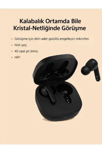 T13 Anc 4 Mikrofon Bluetooth 5.3 Simsiz Quloqchinlar Qora Faol Shovqinni To'sish - 4