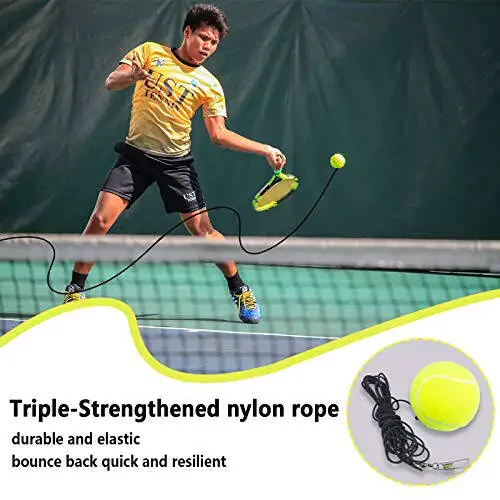 T4U888 Tennis Trainer Sakrab Topi, Tennis Mashg'ulot Treneri Asboblari Tennis Mashg'ulot Uskunasi To'plami 1 Trener Bazasi 4 Elastik Arqon va 4 To'p bilan Boshlang'ich, Bolalar, Kattalar uchun - 6