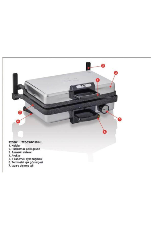 T7863 Toaster va Lahmacun Mashinasi Tepsi bilan - 7