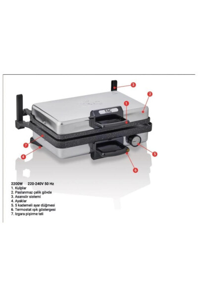 T7863 Toaster va Lahmacun Mashinasi Tepsi bilan - 2