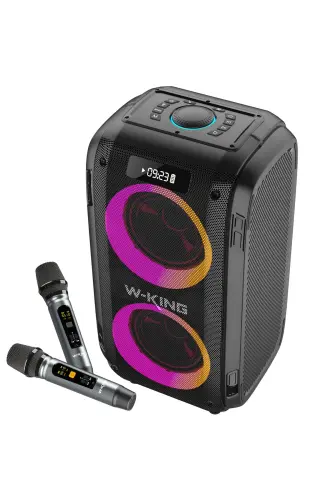 T9pro Bluetooth-колонка с двумя микрофонами, 250 Вт, караоке, Partybox, IPX5, беспроводная акустическая бомба - W-KING (1)