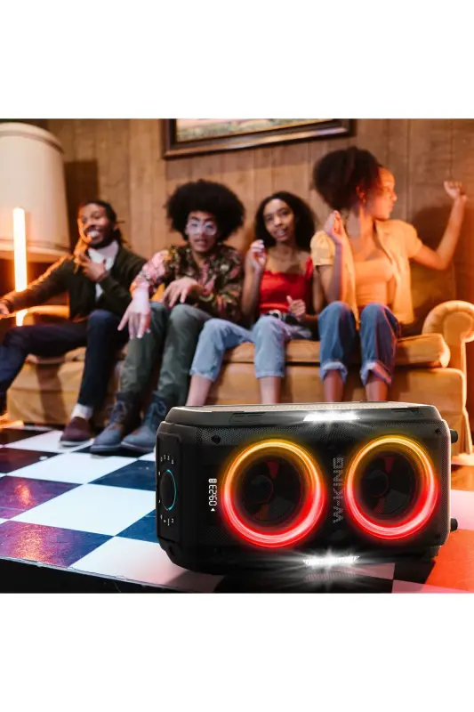 T9PRO Çift Mikrofonlu Bluetooth Hoparlör 250W Işıklı Karaoke Partybox Ipx5 Kablosuz Ses Bomba - 6