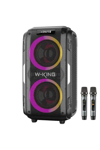 T9pro Ikki Mikrofonli Bluetooth Karnayka 250w Karaoke Partybox IPX5 Simsiz Ovoz Bomba - 1