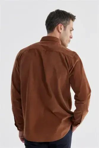 Taba Comfort Fit Tugmali Yoqa 100% Paxta Baxmal Ko'ylak - 4