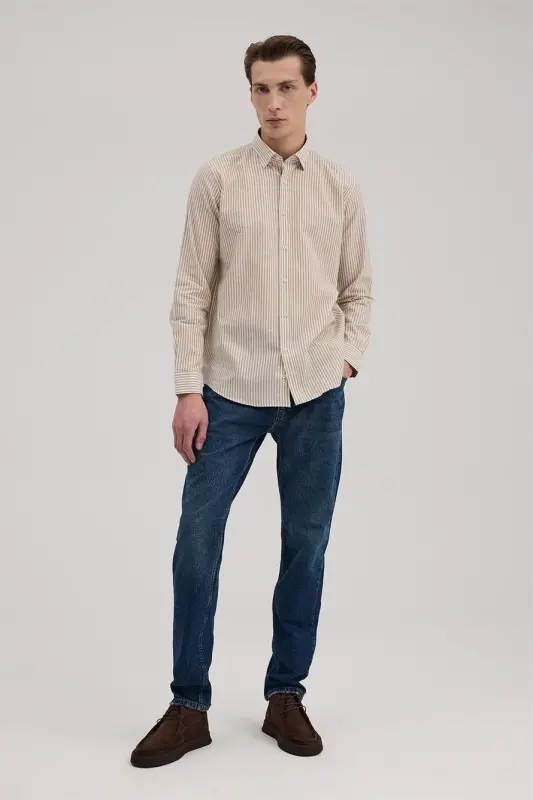 Taba Comfort Fit Zig'ir Aralash Chiziqli Ko'ylak - 1