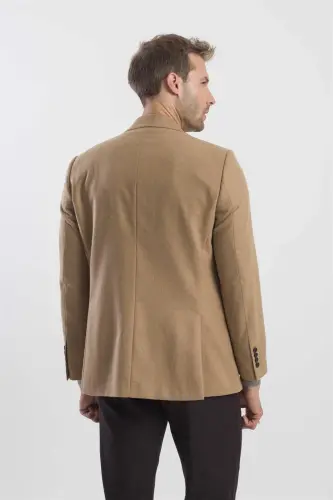 Taba Klassik Qolip Yünli Mono Yoqali Jeket - 4