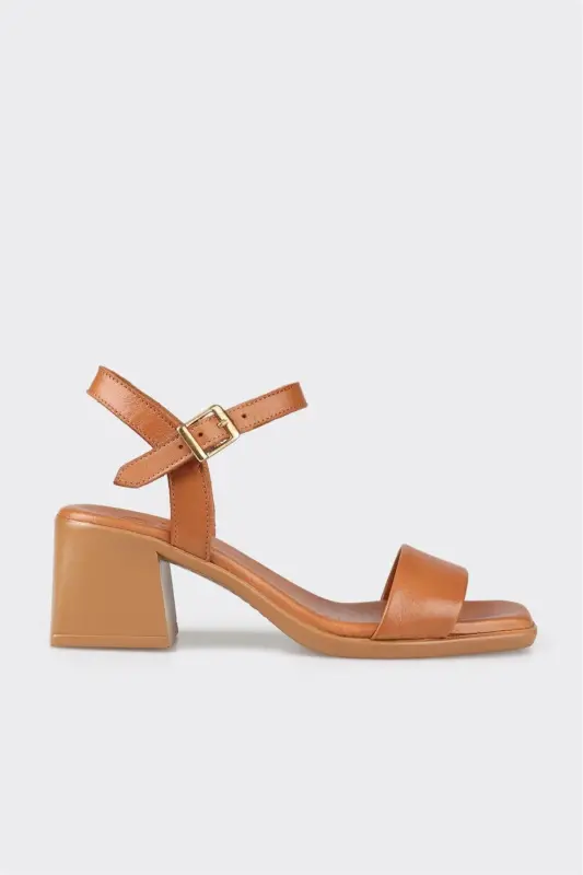 Taba Leather Women's Heeled Sandals - 1