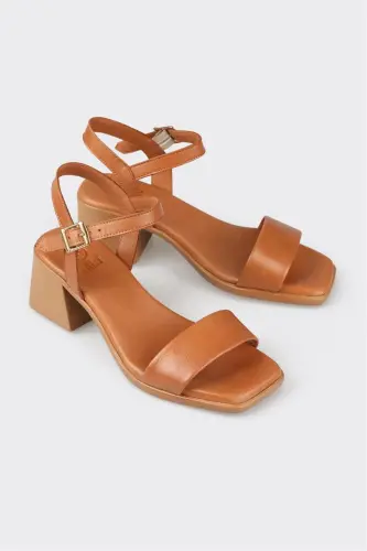 Taba Leather Women's Heeled Sandals - ELLE SHOES (1)